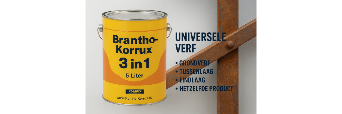 Brantho Korrux "3 in 1" 5 Liter: De veelzijdige roestbescherming - Brantho Korrux 3 in 1 5L kopen – Grondverf, tussenlaag &amp; eindlaag in één | Duurzame roestwerende verf