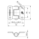 SPP - opschroefscharnier, ZW-02.40, 61 x 73 mm