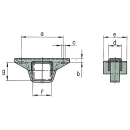 AL-KO steunbeugel voor klemming F / G: 60 x 60, A160 B15 C13 D50 E-