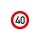 Snelheidsbord PVC-folie rood / wit 40 km / u