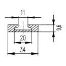 Airline sjorrail aluminium L 2998 mm ongeboord, B 34 mm, H 9,6 mm