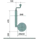 AL-KO steunwiel massief rubberen stalen velg 200x50, 150 kg