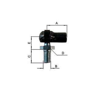 Hoekkoppen (polyamide) voor gasveren, gasdrukveren (B) M6 / (F) M6 / (A) 18 mm / SW8